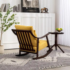 Fauteuil à bascule, marron clair / jaune / vert clair, structure en bois massif