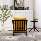 Fauteuil à bascule, marron clair / jaune / vert clair, structure en bois massif
