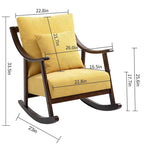 Fauteuil à bascule, marron clair / jaune / vert clair, structure en bois massif