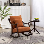 Fauteuil à bascule, marron clair / jaune / vert clair, structure en bois massif