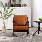 Fauteuil à bascule, marron clair / jaune / vert clair, structure en bois massif
