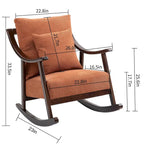 Fauteuil à bascule, marron clair / jaune / vert clair, structure en bois massif