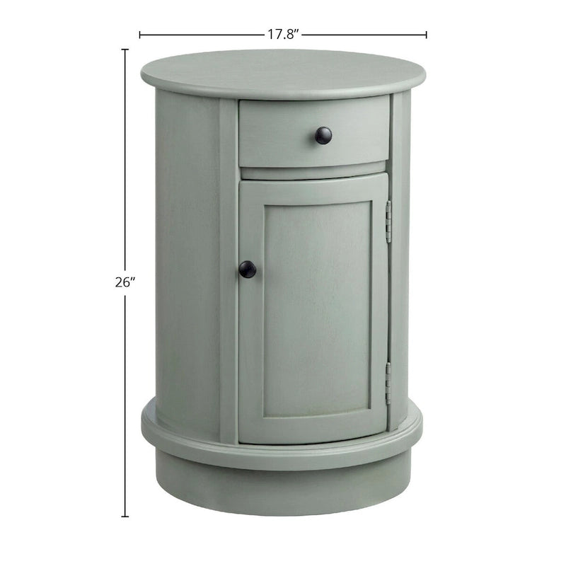 Meuble d'appoint gris en bois avec tiroir et porte, 1 personne