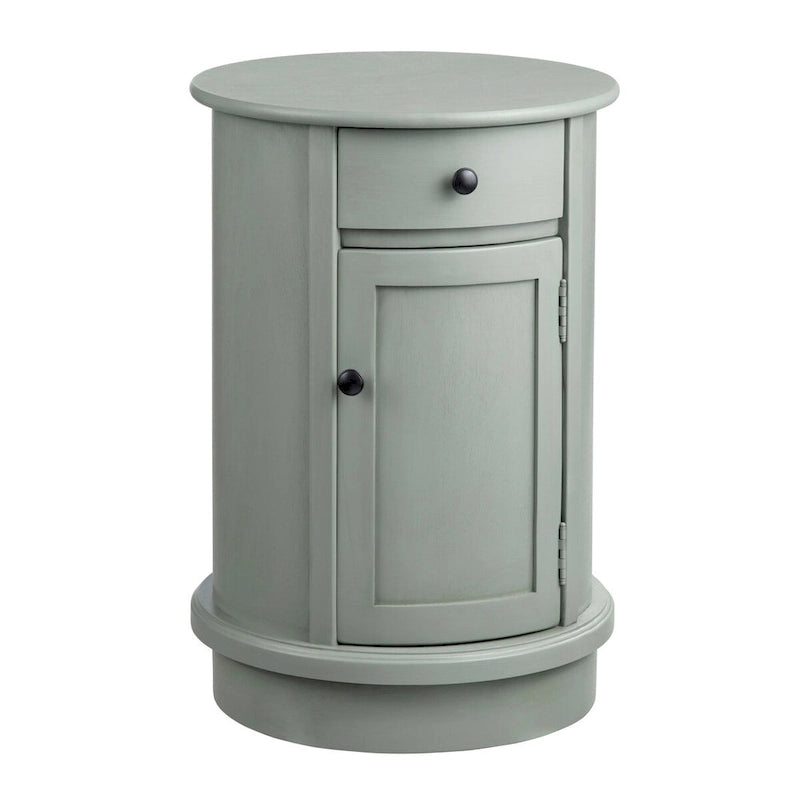 Meuble d'appoint gris en bois avec tiroir et porte, 1 personne