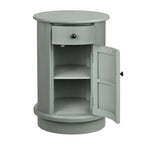 Meuble d'appoint gris en bois avec tiroir et porte, 1 personne