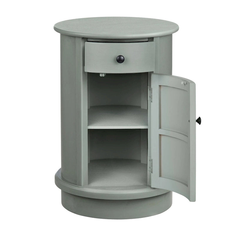 Meuble d'appoint gris en bois avec tiroir et porte, 1 personne