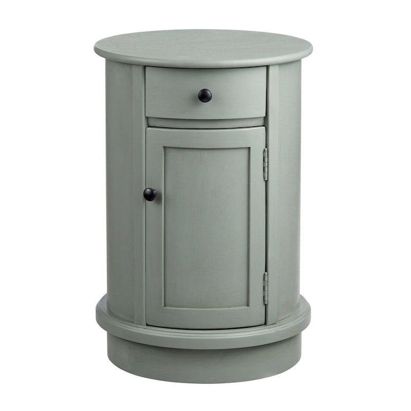 Meuble d'appoint gris en bois avec tiroir et porte, 1 personne