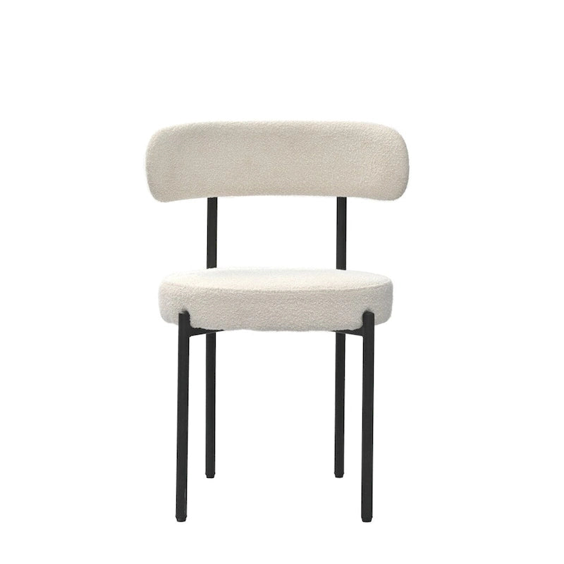 Chaise de salle à manger à dossier incurvé — Blanc / Gris / Vert / Marron, assise en velours, pieds en métal, lot de 2