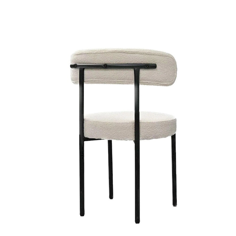 Chaise de salle à manger à dossier incurvé — Blanc / Gris / Vert / Marron, assise en velours, pieds en métal, lot de 2