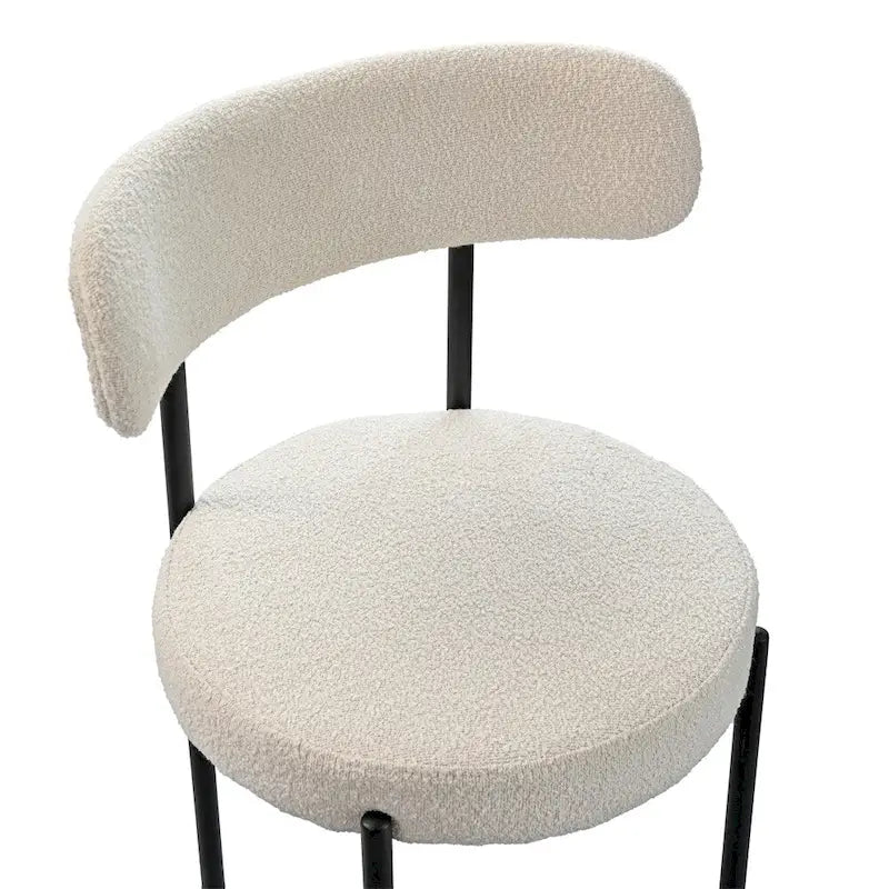 Chaise de salle à manger à dossier incurvé — Blanc / Gris / Vert / Marron, assise en velours, pieds en métal, lot de 2