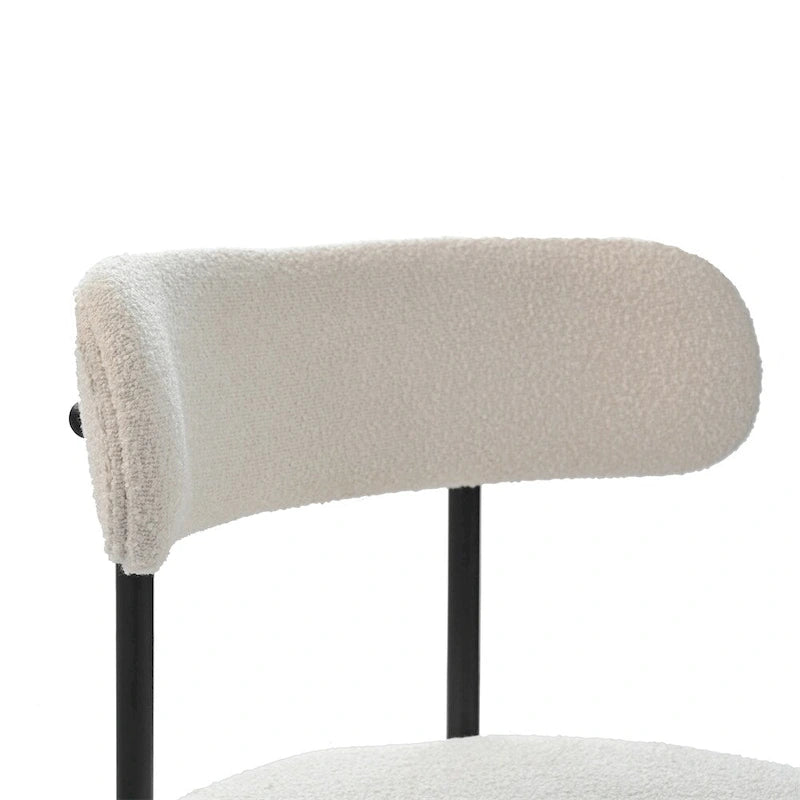 Chaise de salle à manger à dossier incurvé — Blanc / Gris / Vert / Marron, assise en velours, pieds en métal, lot de 2