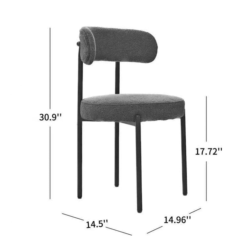 Chaise de salle à manger à dossier incurvé — Blanc / Gris / Vert / Marron, assise en velours, pieds en métal, lot de 2