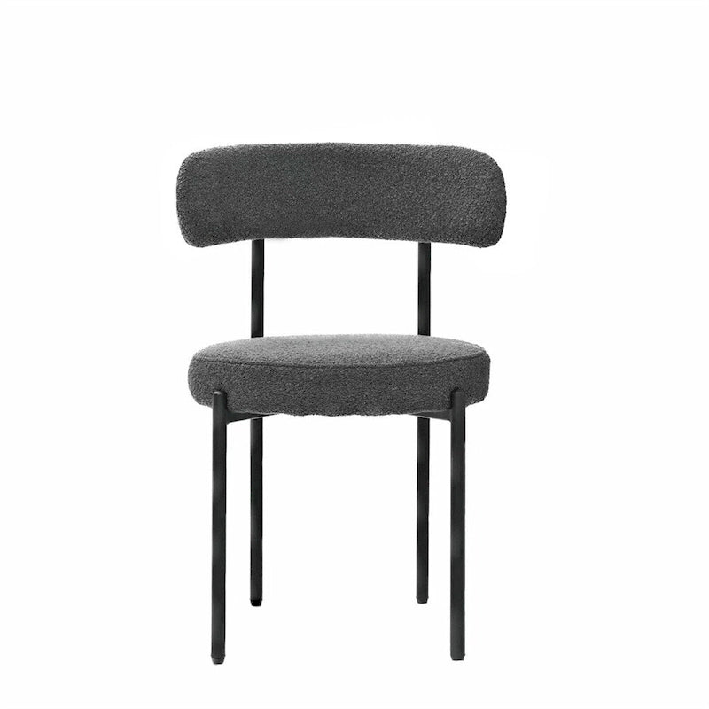 Chaise de salle à manger à dossier incurvé — Blanc / Gris / Vert / Marron, assise en velours, pieds en métal, lot de 2