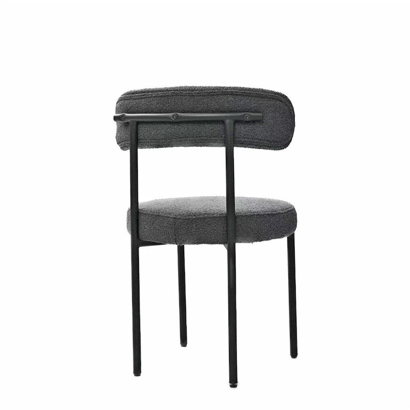Chaise de salle à manger à dossier incurvé — Blanc / Gris / Vert / Marron, assise en velours, pieds en métal, lot de 2