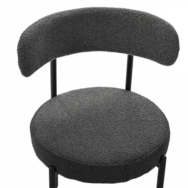 Chaise de salle à manger à dossier incurvé — Blanc / Gris / Vert / Marron, assise en velours, pieds en métal, lot de 2