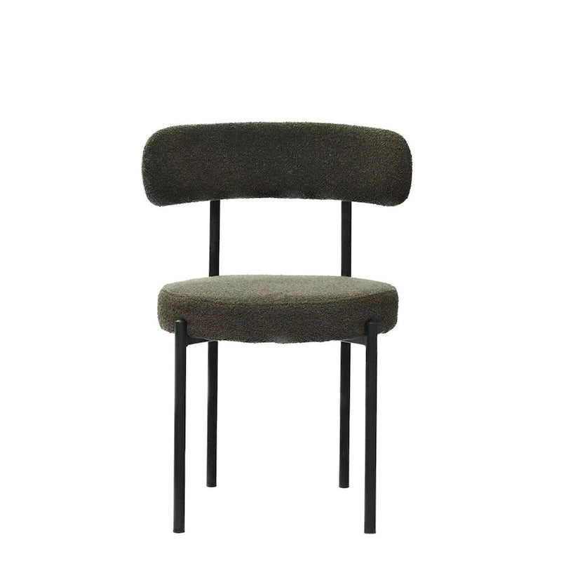Chaise de salle à manger à dossier incurvé — Blanc / Gris / Vert / Marron, assise en velours, pieds en métal, lot de 2