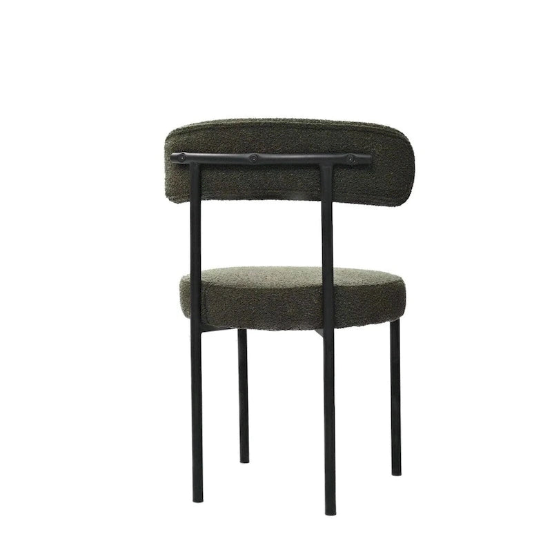 Chaise de salle à manger à dossier incurvé — Blanc / Gris / Vert / Marron, assise en velours, pieds en métal, lot de 2