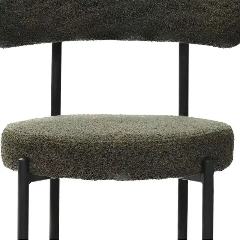 Chaise de salle à manger à dossier incurvé — Blanc / Gris / Vert / Marron, assise en velours, pieds en métal, lot de 2