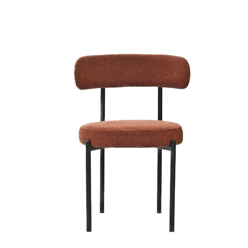 Chaise de salle à manger à dossier incurvé — Blanc / Gris / Vert / Marron, assise en velours, pieds en métal, lot de 2