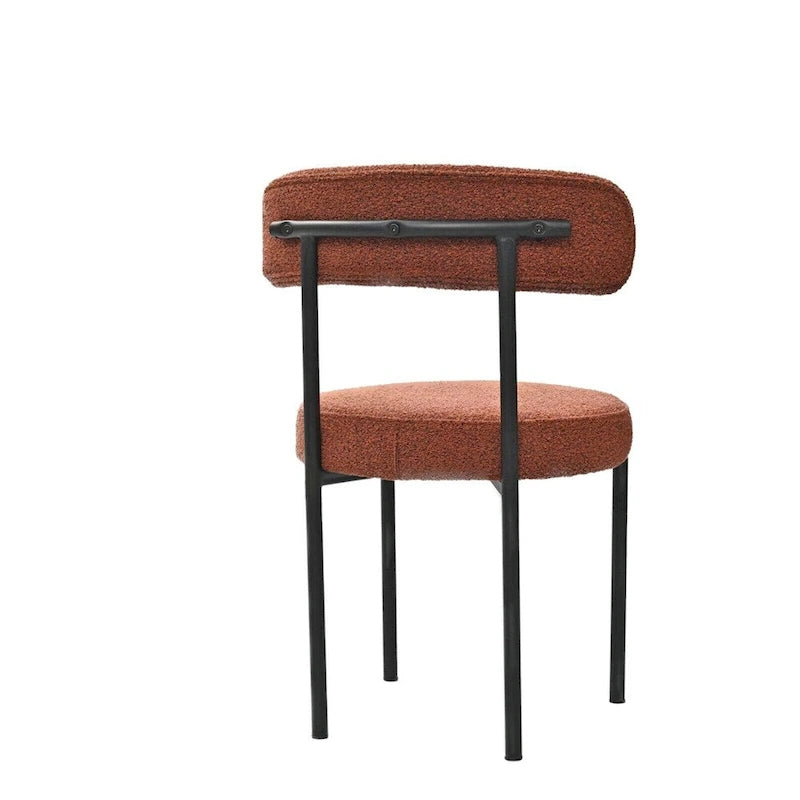 Chaise de salle à manger à dossier incurvé — Blanc / Gris / Vert / Marron, assise en velours, pieds en métal, lot de 2