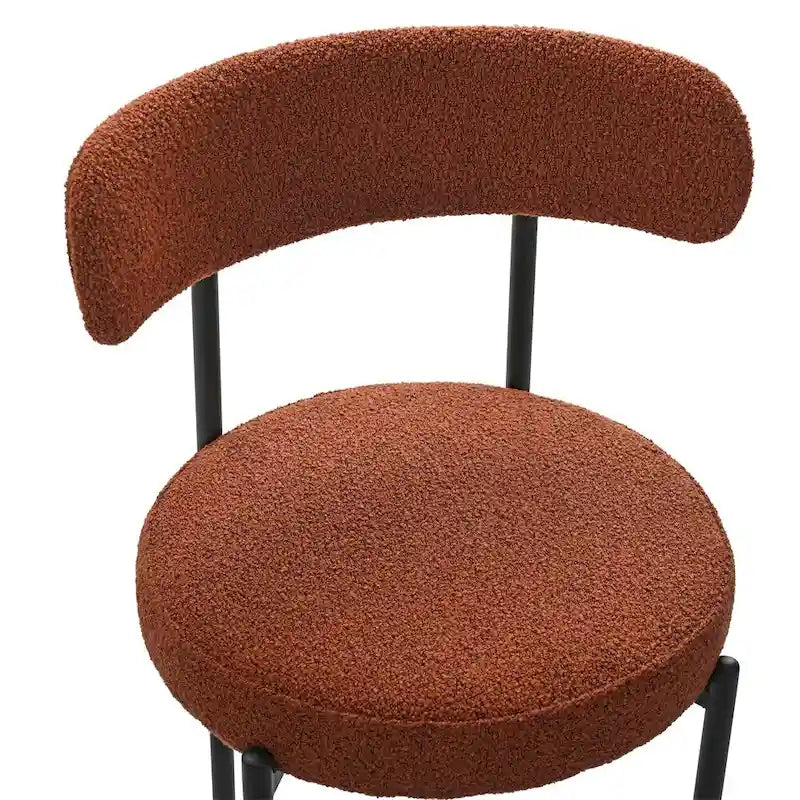 Chaise de salle à manger à dossier incurvé — Blanc / Gris / Vert / Marron, assise en velours, pieds en métal, lot de 2