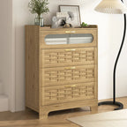 Commode en bois à tiroirs larges, naturelle, 4 tiroirs, simple