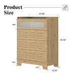 Commode en bois à tiroirs larges, naturelle, 4 tiroirs, simple