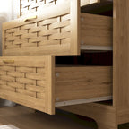 Commode en bois à tiroirs larges, naturelle, 4 tiroirs, simple