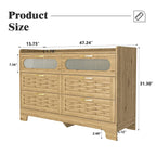 Commode en bois à tiroirs larges, naturelle, 4 tiroirs, simple