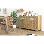Commode en bois à tiroirs larges, naturelle, 4 tiroirs, simple