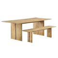 Ensemble table et banc de salle à manger rectangulaire en bois massif chêne/noyer, 8 places