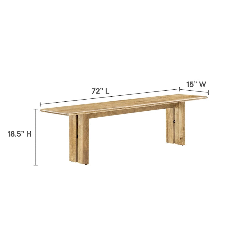 Ensemble table et banc de salle à manger rectangulaire en bois massif chêne/noyer, 8 places