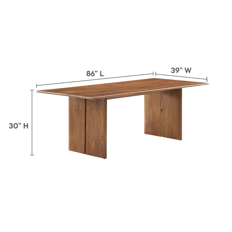 Ensemble table et banc de salle à manger rectangulaire en bois massif chêne/noyer, 8 places