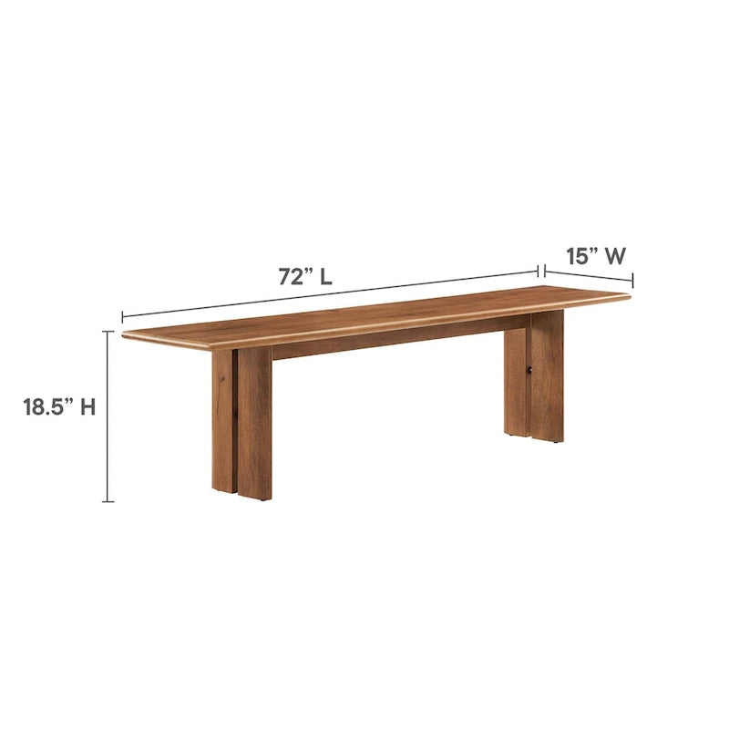 Ensemble table et banc de salle à manger rectangulaire en bois massif chêne/noyer, 8 places