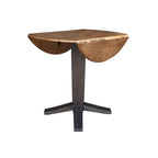 Table à dîner sur pied avec plateau à rabats ronds, finition charbon lavé, coloris noir/hickory, 2 à 4 places