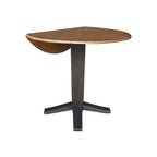 Table à dîner sur pied avec plateau à rabats ronds, finition charbon lavé, coloris noir/hickory, 2 à 4 places