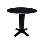 Table à dîner sur pied avec plateau à rabats ronds, finition charbon lavé, coloris noir/hickory, 2 à 4 places