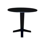 Table à dîner sur pied avec plateau à rabats ronds, finition charbon lavé, coloris noir/hickory, 2 à 4 places