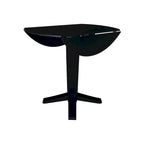Table à dîner sur pied avec plateau à rabats ronds, finition charbon lavé, coloris noir/hickory, 2 à 4 places