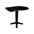 Table à dîner sur pied avec plateau à rabats ronds, finition charbon lavé, coloris noir/hickory, 2 à 4 places