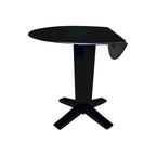 Table à dîner sur pied avec plateau à rabats ronds, finition charbon lavé, coloris noir/hickory, 2 à 4 places