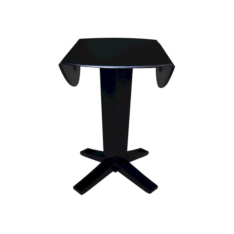 Table à dîner sur pied avec plateau à rabats ronds, finition charbon lavé, coloris noir/hickory, 2 à 4 places