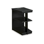 Table d'appoint contemporaine noire avec 2 étagères et chargement USB