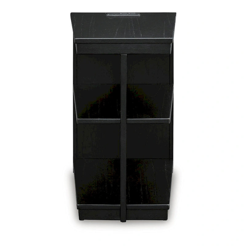 Table d'appoint contemporaine noire avec 2 étagères et chargement USB
