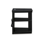 Table d'appoint contemporaine noire avec 2 étagères et chargement USB