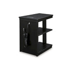 Table d'appoint contemporaine noire avec 2 étagères et chargement USB