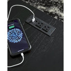 Table d'appoint contemporaine noire avec 2 étagères et chargement USB
