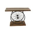 Console industrielle marron/bleu avec châssis à deux roues et base étagée