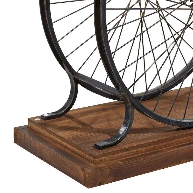 Console industrielle marron/bleu avec châssis à deux roues et base étagée