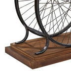 Console industrielle marron/bleu avec châssis à deux roues et base étagée